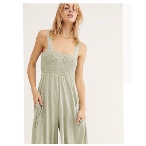 Free People Linen Blend Oversized Homecoming Jumpsuit Size Small